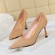 627-9 Korean version simple slim heel high heel suede shallow mouth pointed head slim sexy club high heel shoes single shoes