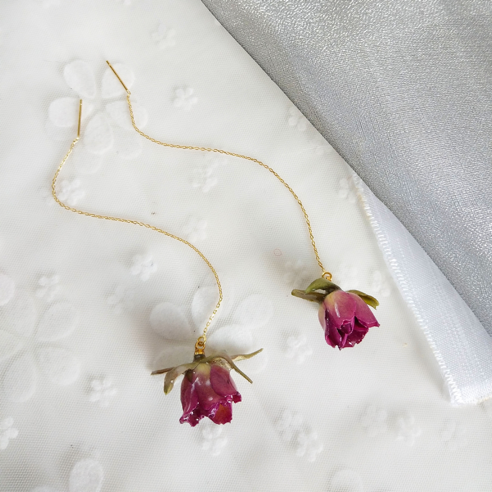 Women'S Gender Dried Flower Plating Alloy No Inlaid Earrings