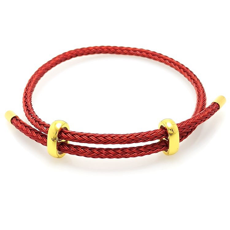 El comercio exterior de la joyería de moda simple 8-Word posicionamiento pulsera de cuerda de alambre 3mm ajustable 3D oro duro con cuentas par cuerda de la mano