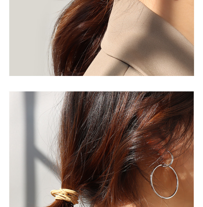 Retro Double Ring Gold Earrings display picture 8