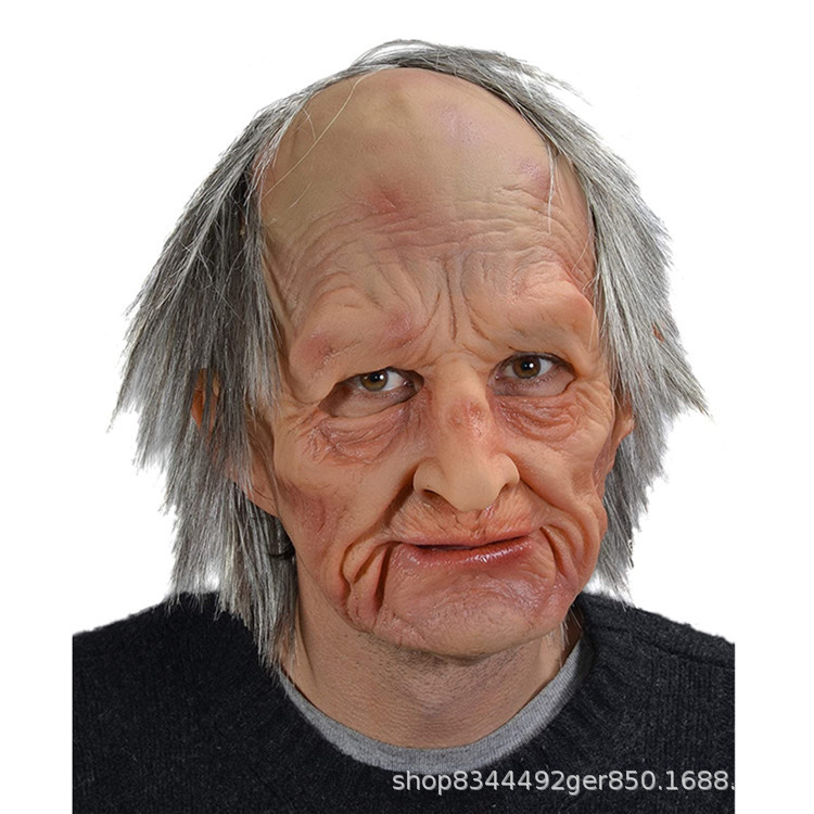 Halloween popular vieja abuela abuelo cara máscara de látex vieja peluca vestir accesorios 2020 Nuevo