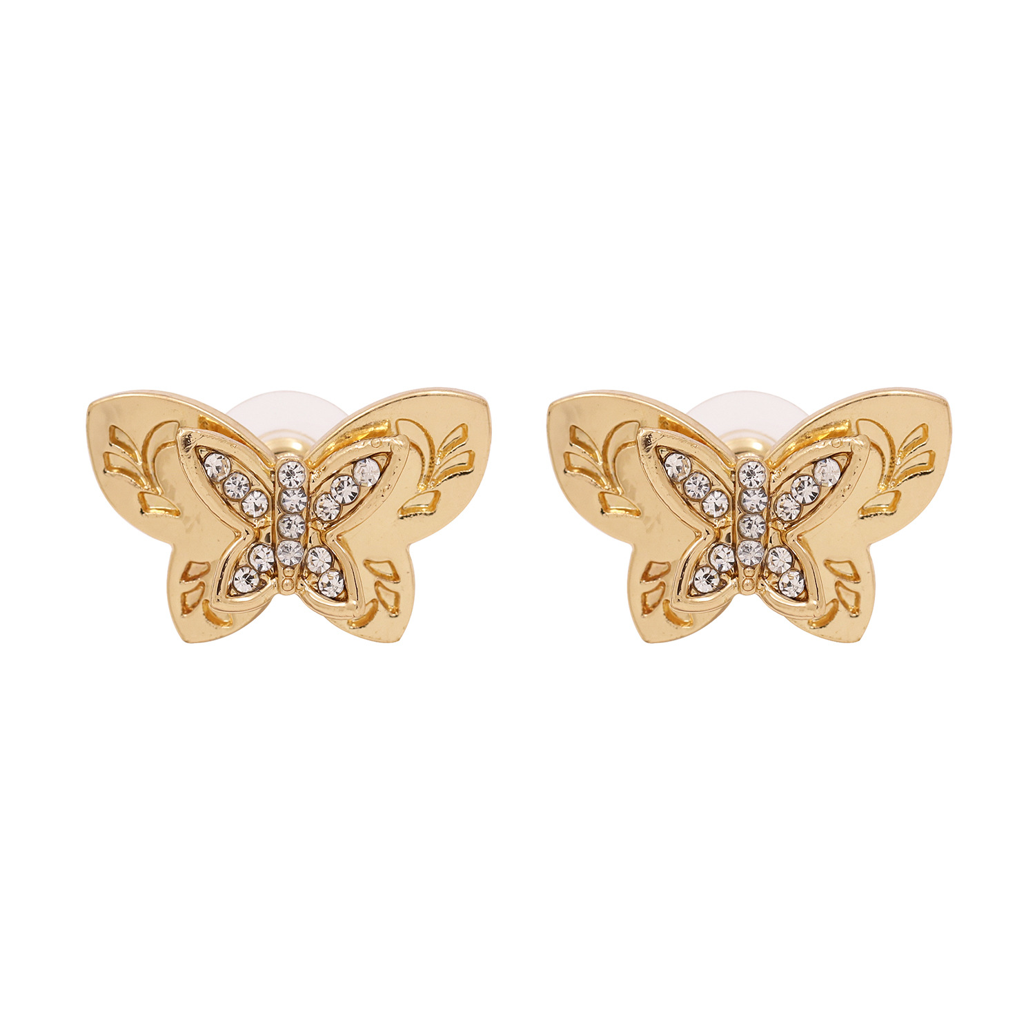 Korea New Hollow Inlaid Rhinestone Butterfly Temperament Earrings Super Fairy Wholesale Nihaojewelry display picture 10