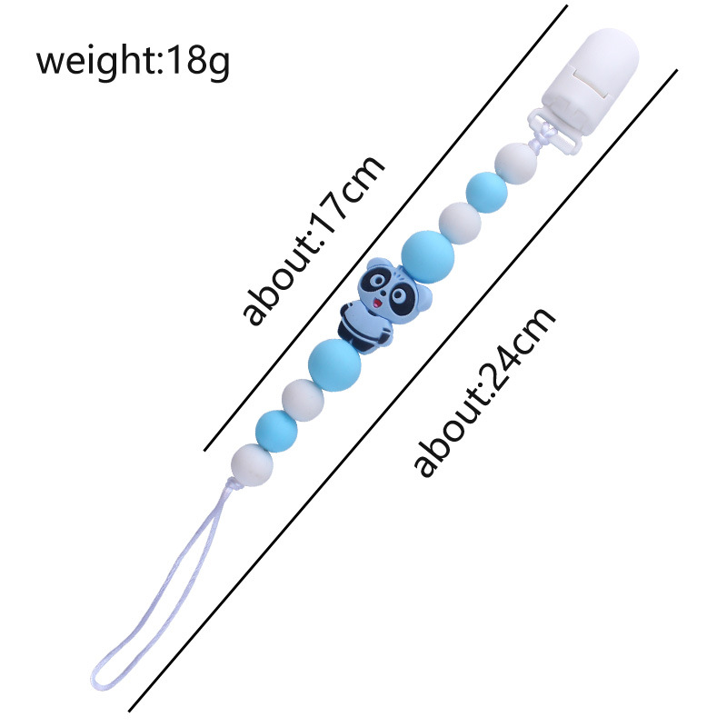 Bebé Panda silicona pezón clip cadena dientes de bebé Cadena de molienda cadena anti-caída calmante teether pezón