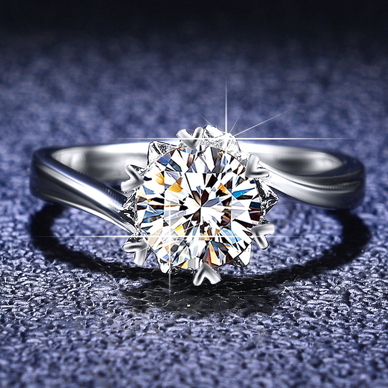 Holiday Occasion Moissanite Zircon 925 Sterling Silver Rings Flower Rings