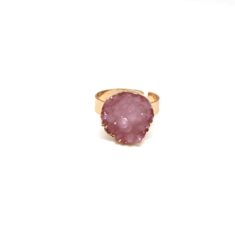 Newimitation Natural Stone Ring Round Irregular Ring Resin Adjustable Ring Wholesale Nihaojewelry display picture 4