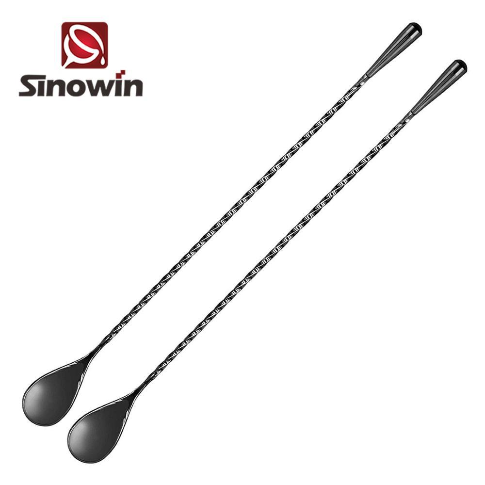 Cocktail mixing stick stainless steel drop-shaped