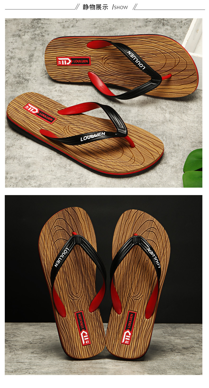 Lu 'an men's flip-flops wholesale summer beach anti-slip outdoor flip-flops Men's trendy rubber cool slippers Item Picture