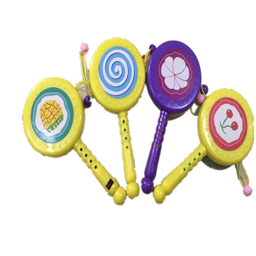 New Creative Children's Toy Fruit Shaking Drum Hand Drum Night Market Stall Supply Dual-Sided Rattle Drum Infant