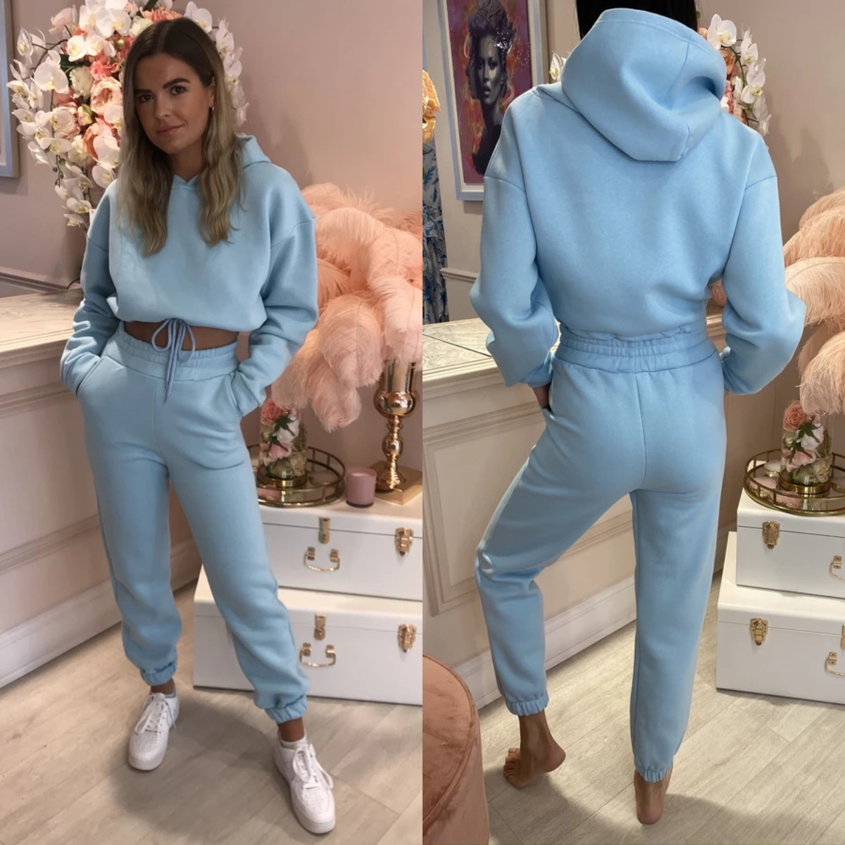 fashion hooded sports training suit two-piece set Nihaostyles wholesale clothing vendor NSMUZ72384