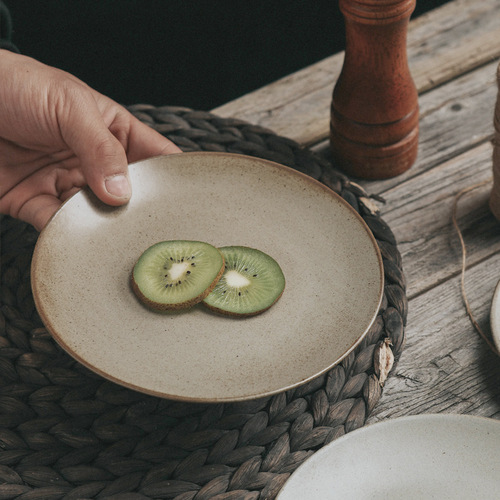 Nordic ins creative plate retro 7-inch shallow plate thickened moonlight plate dish plate home hotel hotel bed and breakfast tableware wholesale