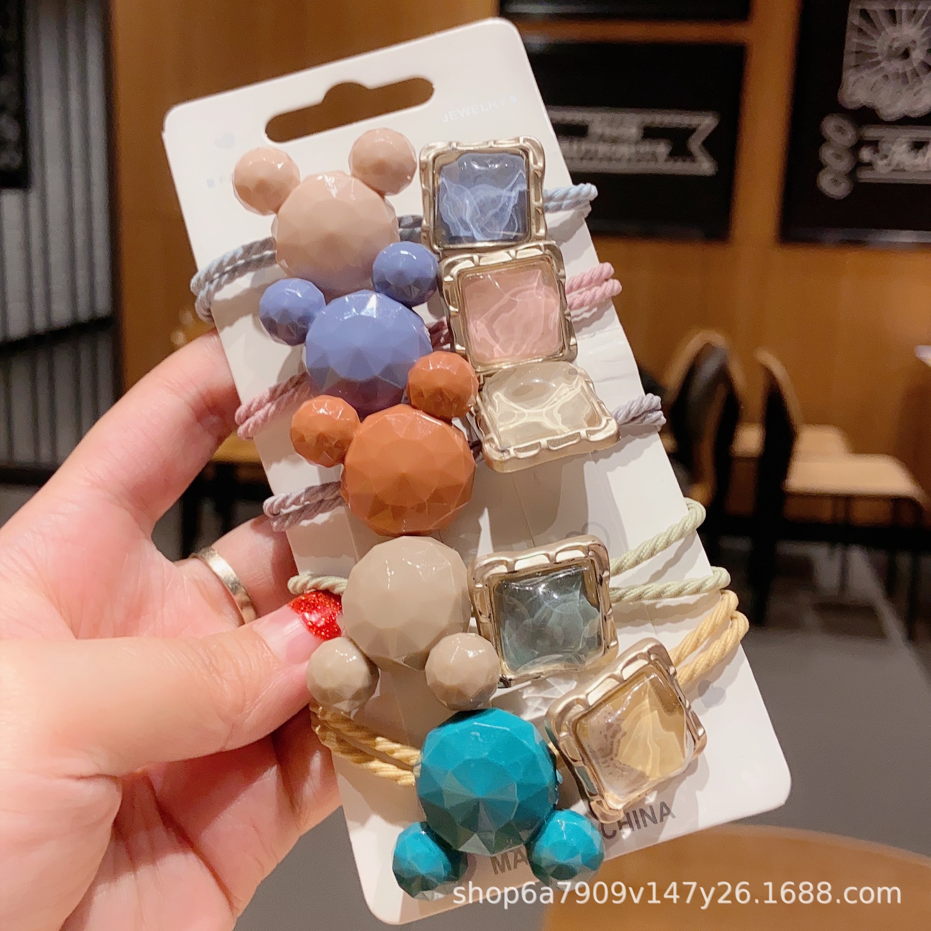 Estilo coreano ~ cuerda de pelo de los niños diosa lazo del pelo banda de goma internet celebridad ins mickey chica cola de caballo tocado flor banda de pelo cuerda de pelo