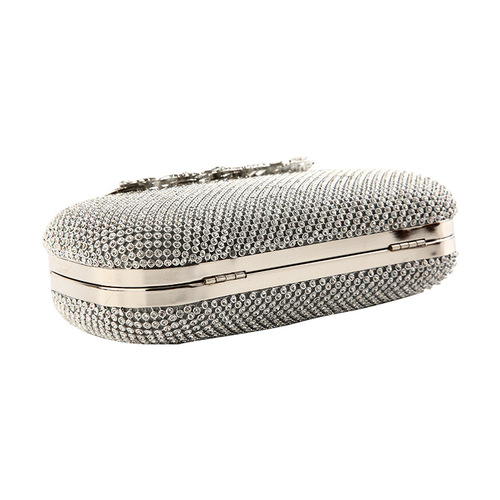 Cross-border quality evening bag set with diamonds, pure handmade rhinestone evening bag, enlarged floral leaf hijab clutch bag