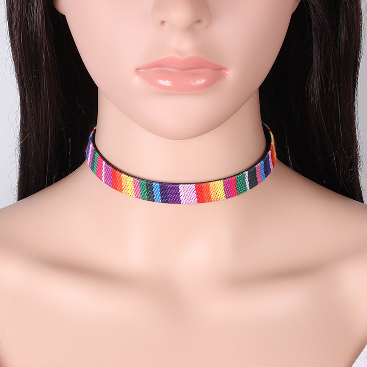 5g Weight Choker Classification Wedding, Travel Occasion Women'S Gender Ethnic Style Style Blue, Black Color Fashion Handmade Color Embroidery Short Necklace Wholesale 1