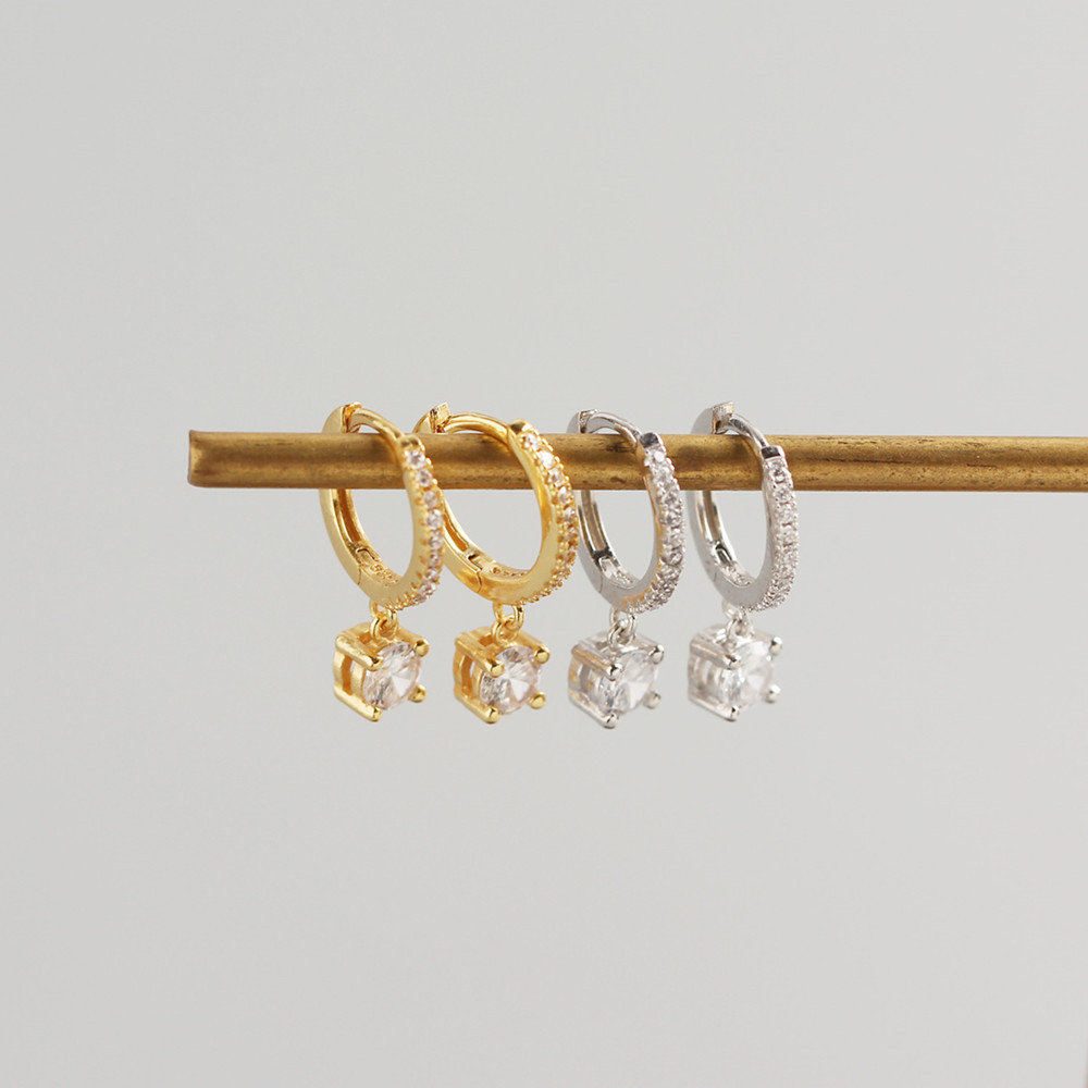 Geometric Fashion 925 Sterling Silver Gem Plating Earrings display picture 5