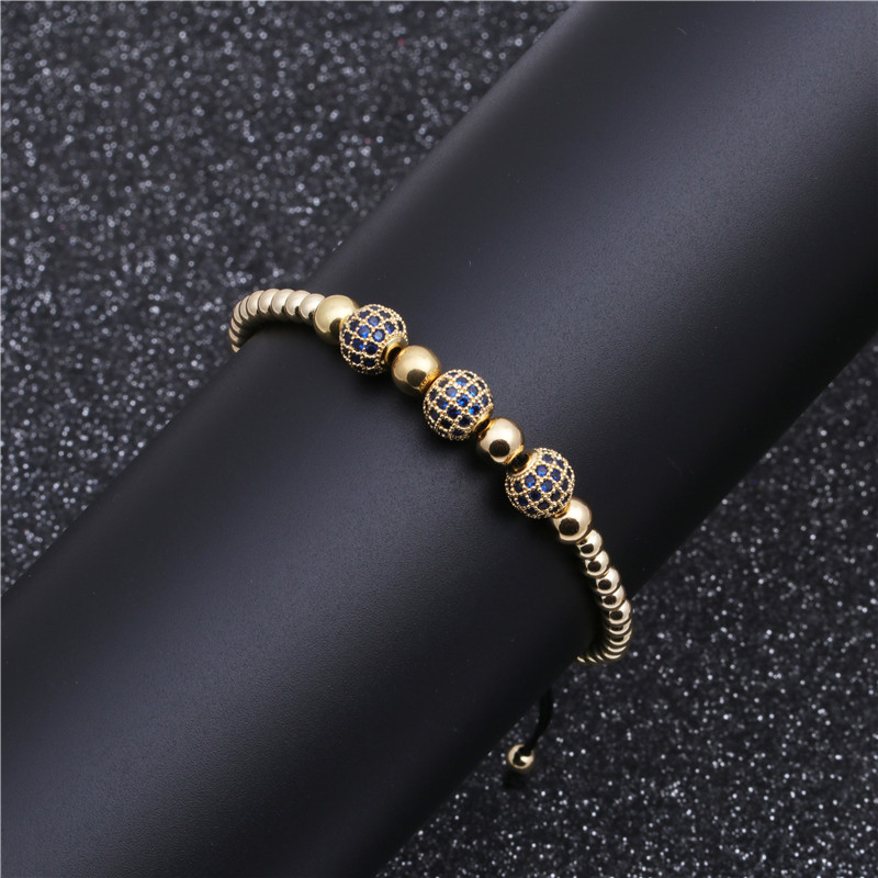 Explosion Style Copper Zircon Woven Adjustable Bracelet Copper Micro Inlay Zc Diamond Ball Bracelet display picture 7