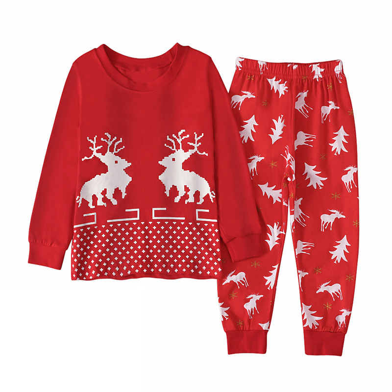 Children's European and American Spring and Autumn Girls' Double Elk Long Sleeve T-shirt + Pants Two-Piece Home Clothes Children's Suit ins