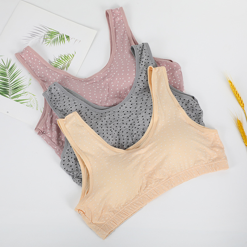 夏季薄模杯無鋼圈女士背心全罩杯莫代爾防走光少女文胸四季通用