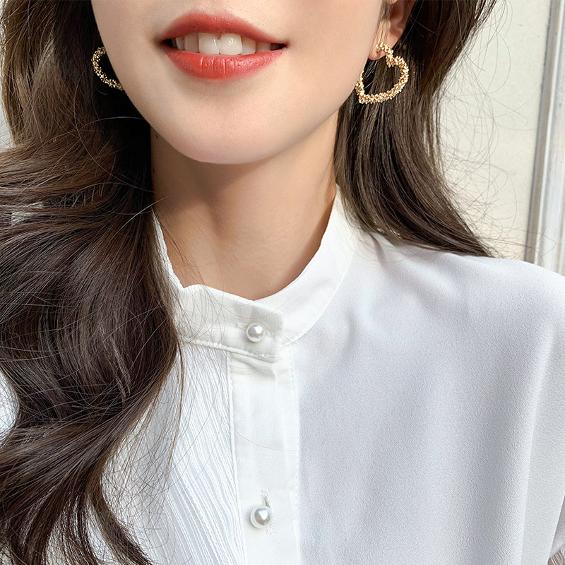 925 silver needle new fashion simple metal love peach heart geometric earrings wholesale nihaojewelr
