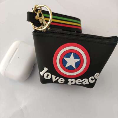 漫威手提包适用AirPods1/2耳机套卡通无线耳机盒多功能零钱包欧美