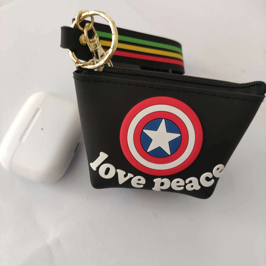 漫威手提包适用AirPods1/2耳机套卡通无线耳机盒多功能零钱包欧美
