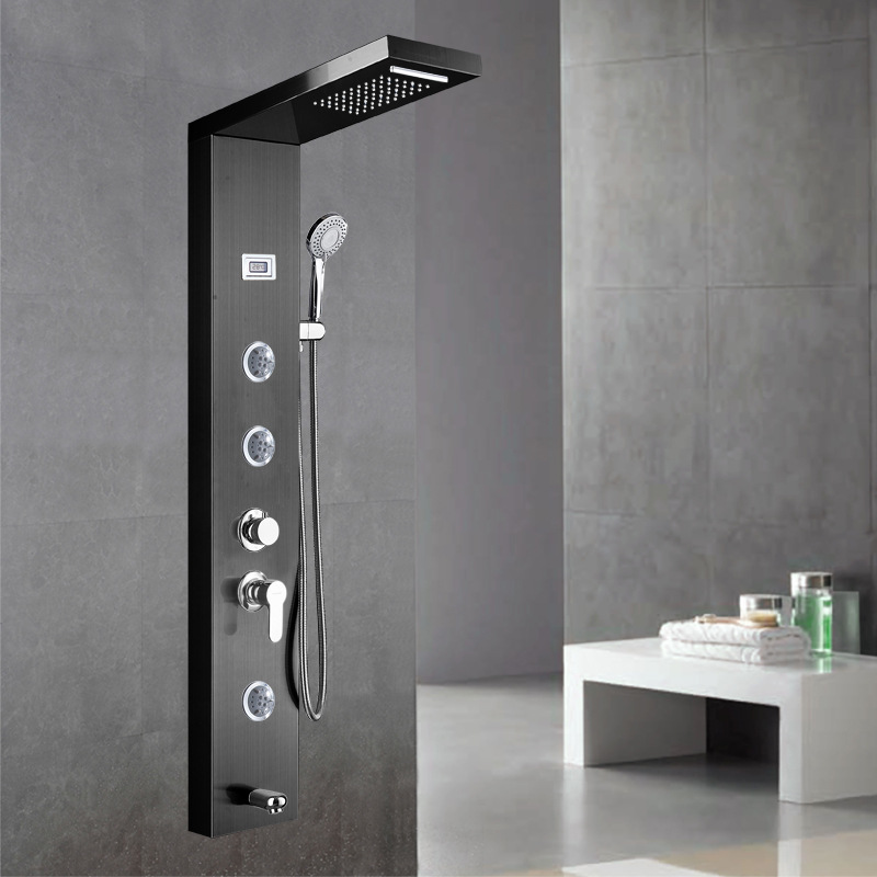 shower panel恒温花洒温度显示LED灯沐浴屏304不锈钢淋浴屏淋浴柱