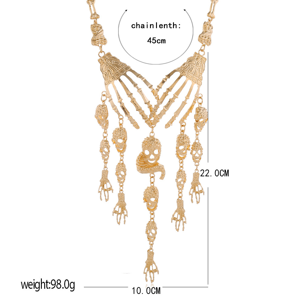 105g Weight Earrings, Necklace Classification Retro Exaggerated Unforgettable Skull Alloy Plating Halloween Women's Earrings Necklace