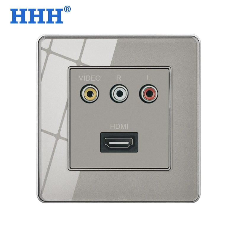 Multimedia socket panel AV headset audio Lotus three -hole socket+3.5 audio with single -port USB socket surface