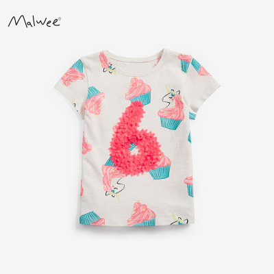 malwee Children's t-shirts 2020 summer new pattern Children's clothing Short sleeved Cartoon T-shirt pure cotton knitting T-shirt Consignment