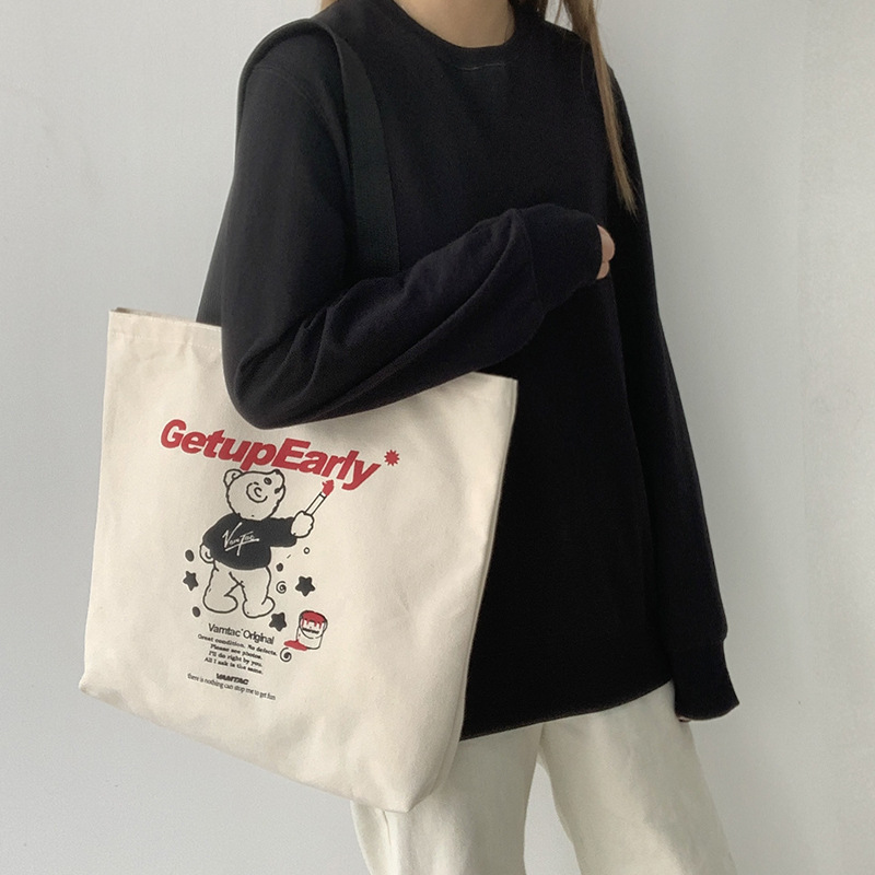 Estilo japonés Internet celebridad nueva bolsa de lona de gran capacidad hombro de las mujeres estilo coreano de moda retro Harajuku estudiante universitario bolsa de la escuela ins