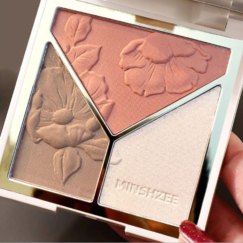 MINSHZEE Tricolor Highlight Trimming one Matte Biying Shadow Silhouette Powder three-dimensional Brighten