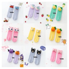 2023 Spring New Kids Socks with Instagram Style, Cute 3D Cartoon Cotton Socks with Character Design, Child's Ankle Socks