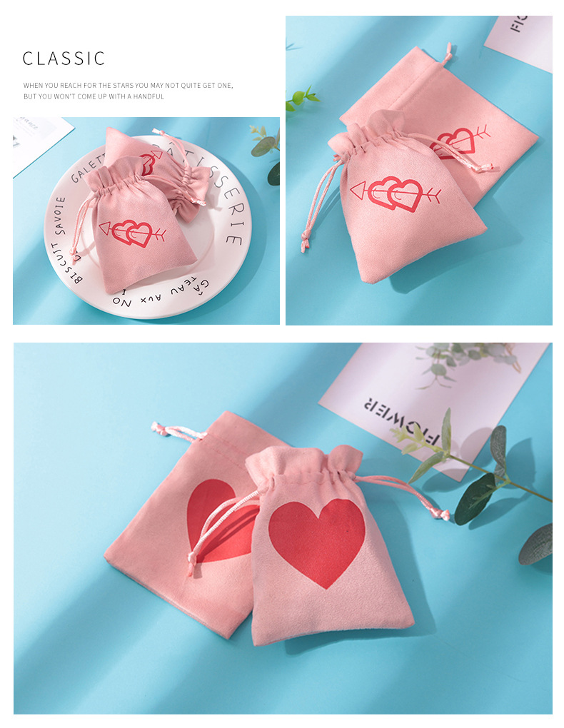 1 Piece Fashion Heart Shape Cloth Drawstring Jewelry Packaging Bags display picture 1