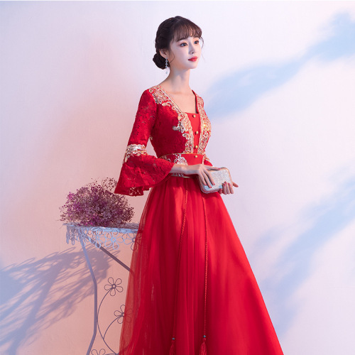 Evening Dresses cocktail party banquet dress vestido de banquete de cóctel Evening dress, banquet atmosphere, high-end Queen&apos;s red big fat mm Wedding Bridesmaid Dress