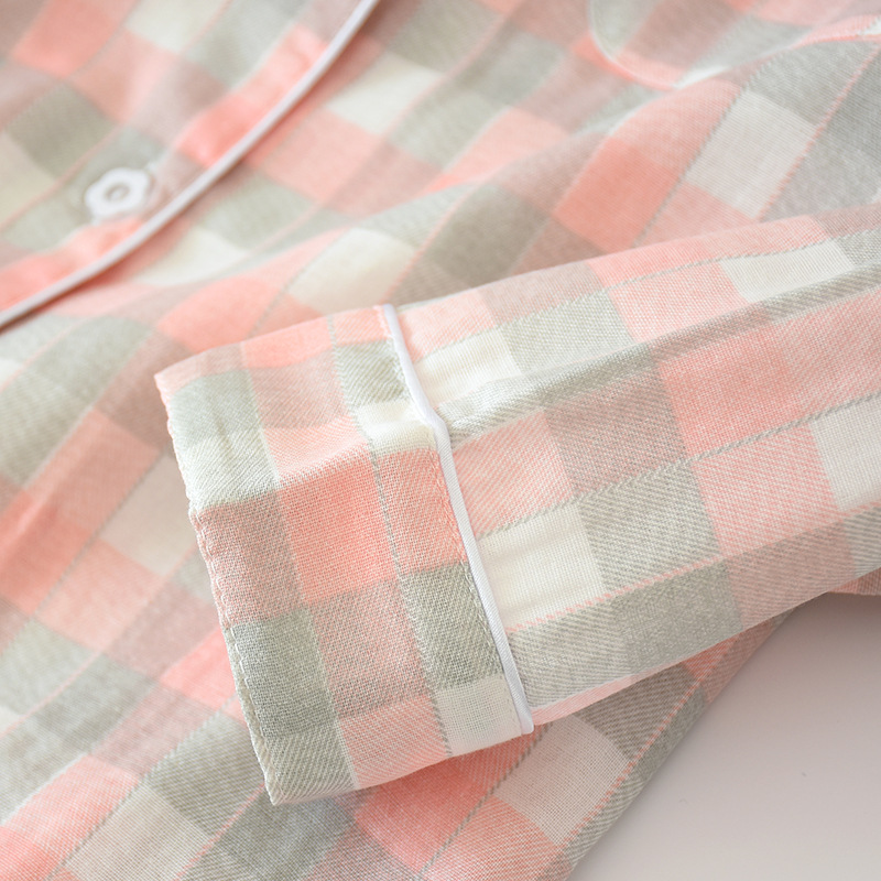 新款纱布情侣格子睡衣