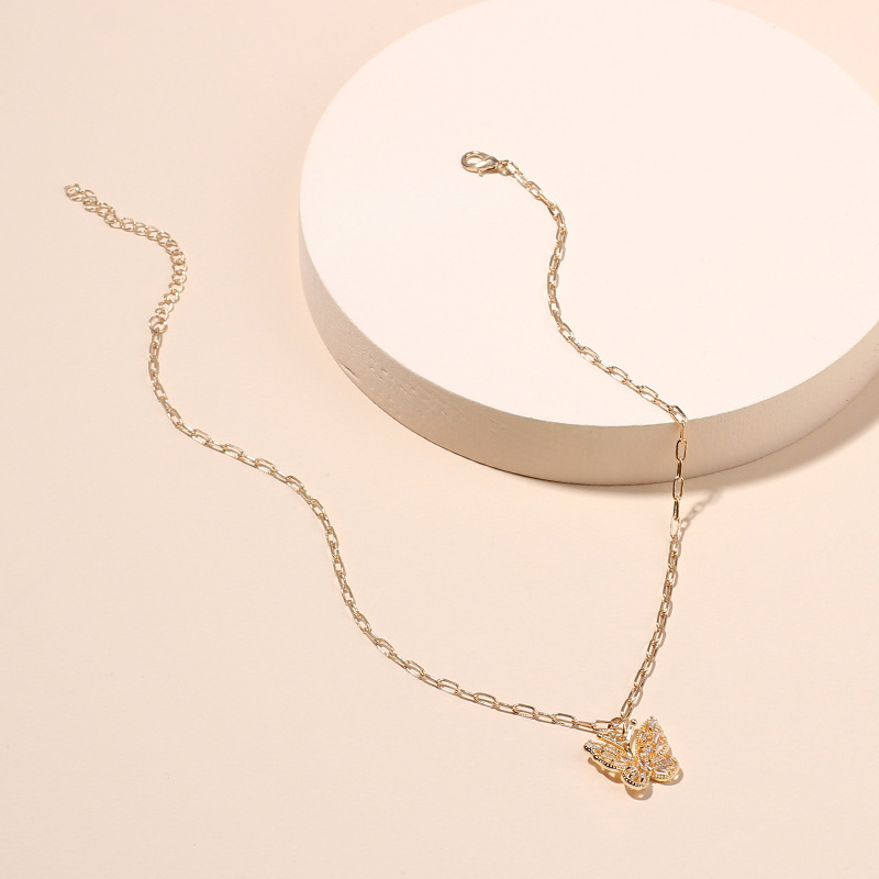 Wedding, Travel Occasion Korean Fashion Women's Butterfly Pendant Clavicle Necklace Trend Diamond Zircon Necklace Nihaojewelry