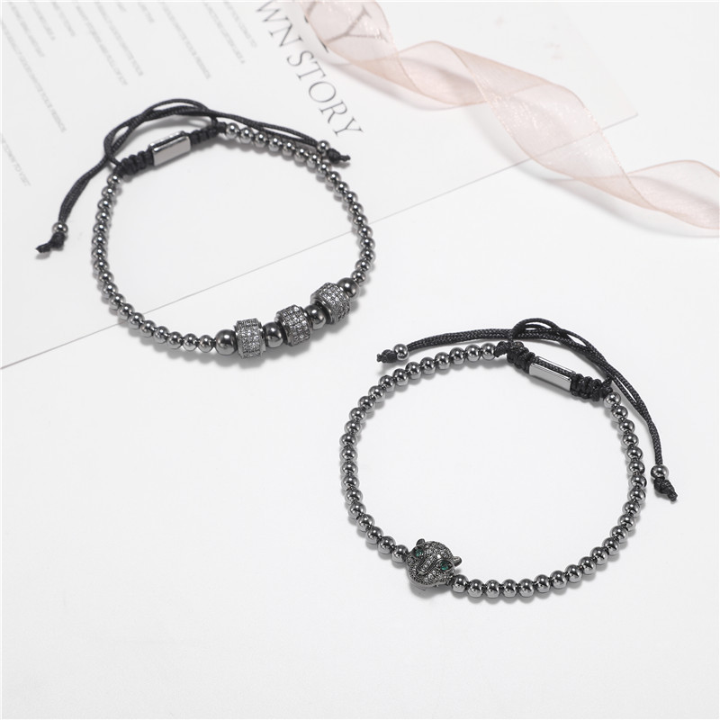 Fashion Vintage Copper Bead Woven Micro Inlaid Zircon Leopard Head Wheel Chain display picture 27