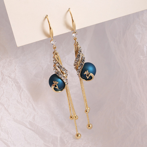 Gold Tassel Earrings, versatile long earrings, festive red pearl earrings
