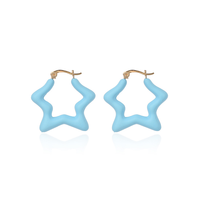 Candy Color Fashion Childlike Star Earring Five-pointed Star Long Resin Earrings Wholesale Nihaojewelry display picture 12