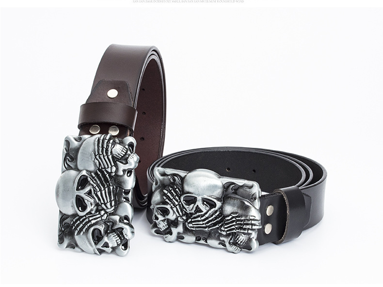 New Hot Selling Cowhide Belt Casual and Fashion Korean Version Belt Punk Skull Head Personalized Men's Trend Customized Belt for Men_voghion.com