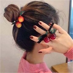 New Cute Hair Ties with Fresh Fruit Cherry Hair Accessories Sweet Student Rubber Bands for Hair Ties Children Hair Bands