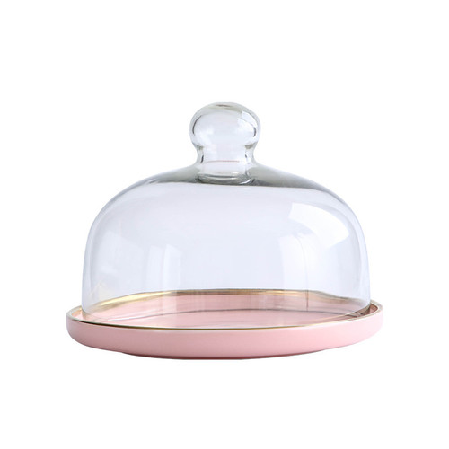 Nordic small fresh dessert plate transparent glass lid cake plate Western pastry baking dessert plate snack fruit storage plate