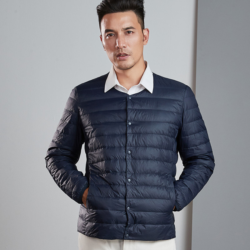 2020秋冬新款圆领超轻薄款羽绒服男士短款大码中青年休闲外套批发|ms
