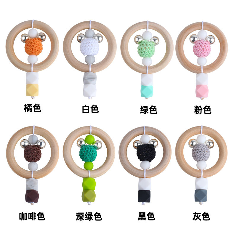 Nuevo DIY creativo Rana Hemu anillo infantil mano palo sonajero juguete mordedor de silicona teether stick