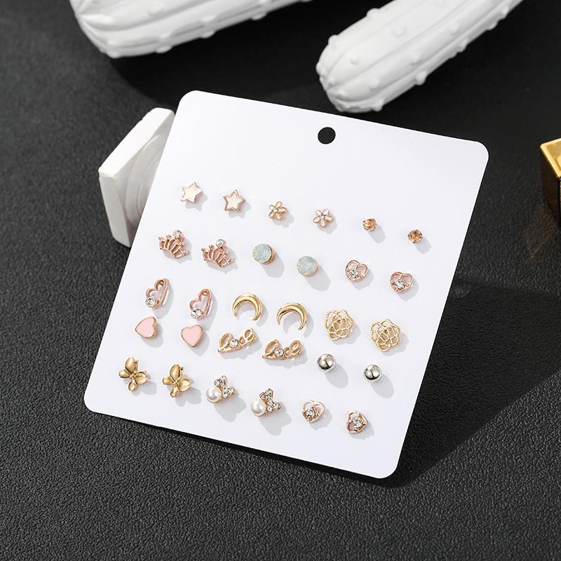 Fashion Simple Geometric Small Star Heart-shaped  Earrings Set display picture 2