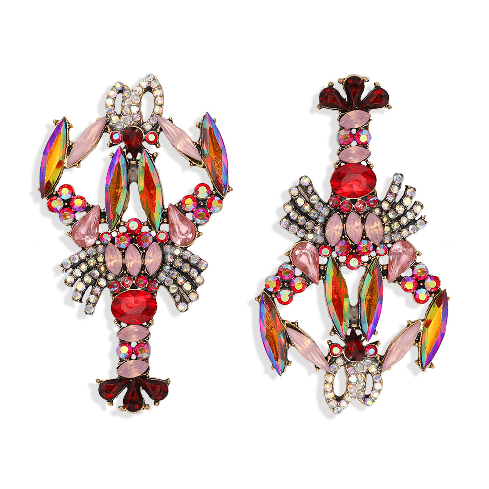 Fashion Exaggerated Personality Color Diamond Crayfish Earrings Niche Design Fashion Cute Fashion Earrings Wholesale Nihaojewelry display picture 13