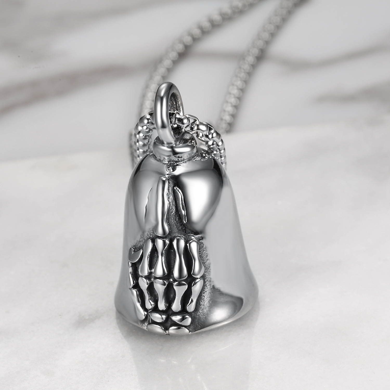 Men'S Gender Punk Bell Titanium Steel Plating Men's Pendant Necklace