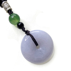 天然缅甸翡翠A货 冰糯种紫罗兰平安扣吊坠四会玉器带证书挂件批发