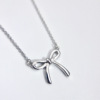 Necklace with bow, fashionable accessory, silver 925 sample, Korean style, Birthday gift, wholesale