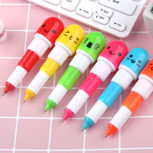 Personalized 6-color Creative Expression Pen, Mini Capsule Retractable Ballpoint Pen, Office and Student Supplies Wholesale
