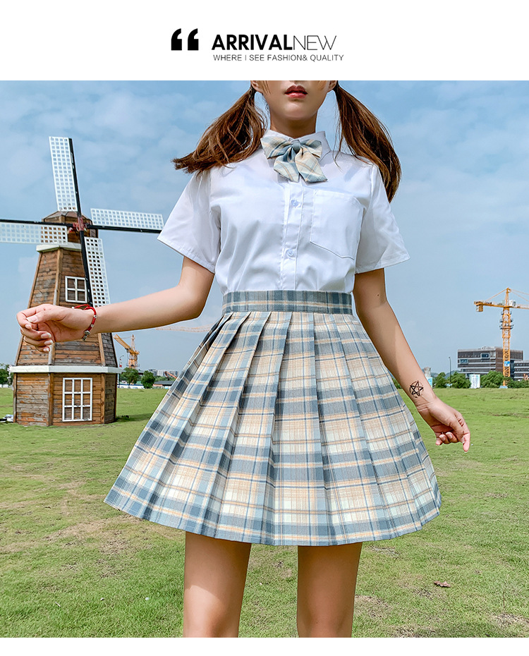 JK格子裙日系裙正版套装高腰原创学院风百褶裙学生制服裙校服裙女-阿里巴巴